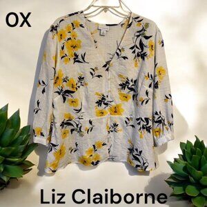 Liz Claiborne Women's Floral Top - Yellow and Black